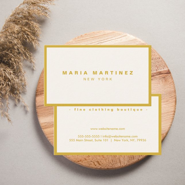Minimalistisch Luxus Boutique Gold/Elfenbeinküste Visitenkarte (Von Creator hochgeladen)