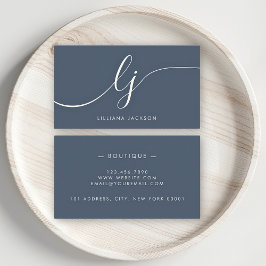 Minimalistisch Luxus Boutique Navy Blue Elfenbeins Visitenkarte