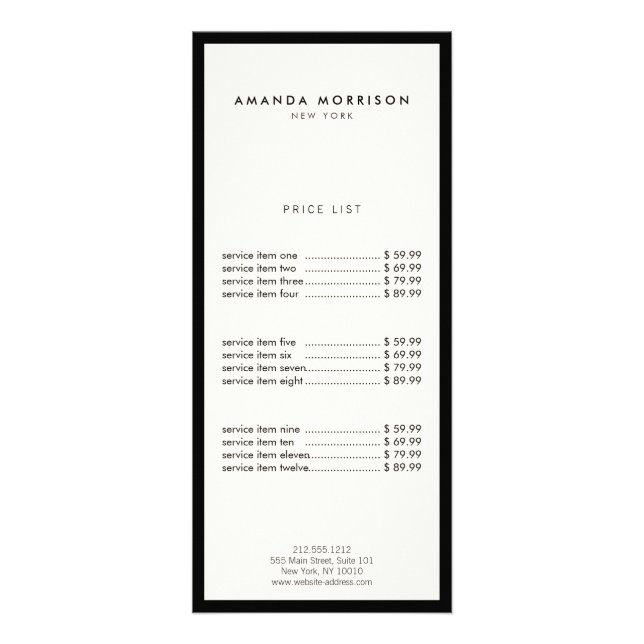 Minimalistisch Luxus Boutique Schwarz/Elfenbein Werbekarte (Vorne)