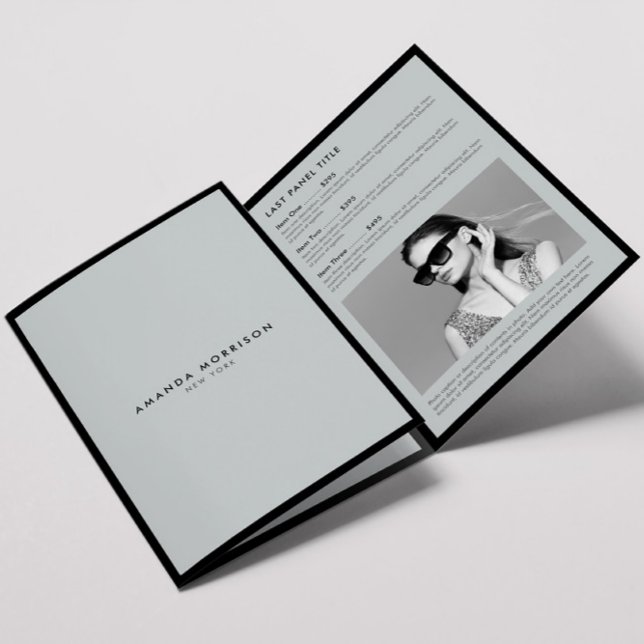 Minimalistisch Luxus Boutique Schwarz/Grau Broschü Dreifach Gefaltete Karte (Von Creator hochgeladen)