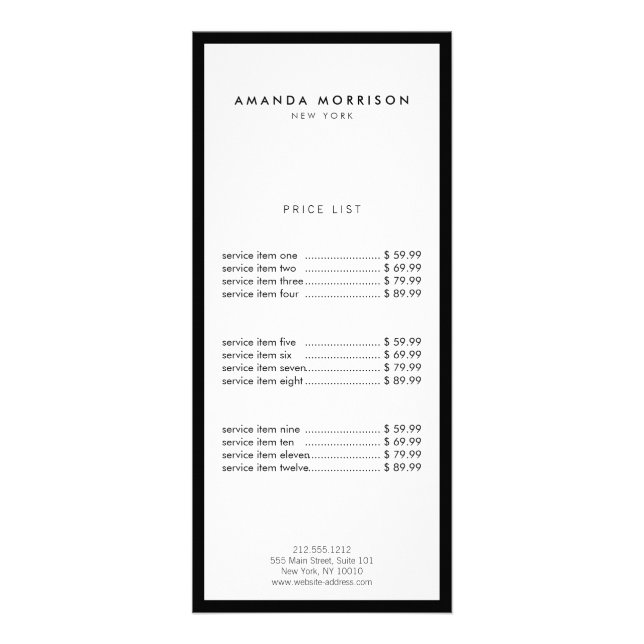 Minimalistisch Luxus Boutique Schwarz/Weiß Werbekarte (Vorne)