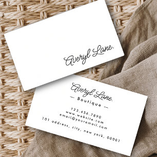 Minimalistisch Luxus Boutique Weiß Elegantes Skrip Visitenkarte