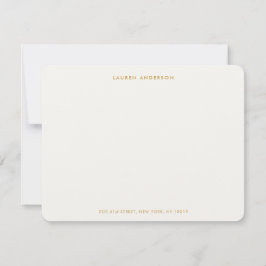 Minimalistisch Luxus Elfenbein & Gold Personalisie Mitteilungskarte