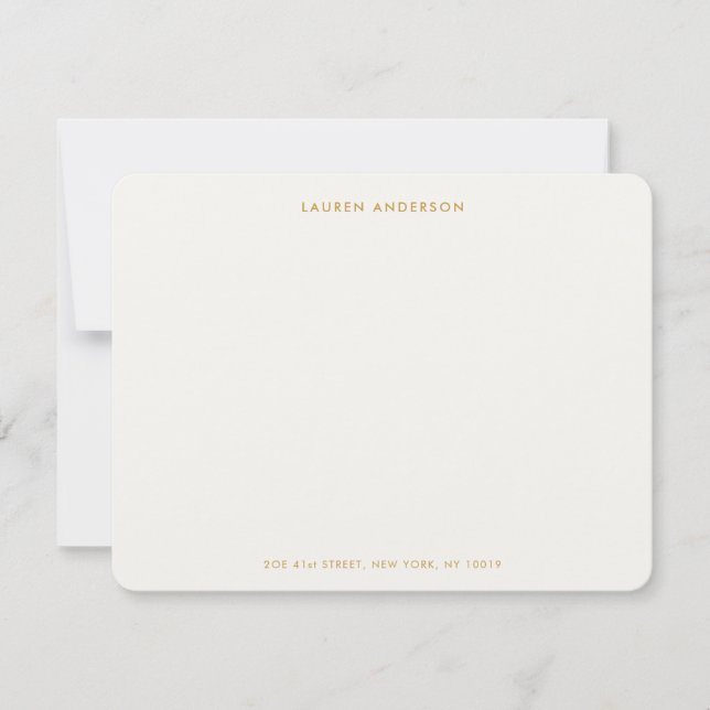 Minimalistisch Luxus Elfenbein & Gold Personalisie Mitteilungskarte (Vorderseite)