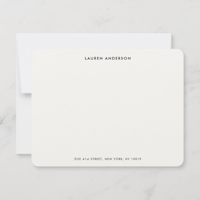 Minimalistisch Luxus Elfenbein Personalisierter Fl Mitteilungskarte (Vorderseite)