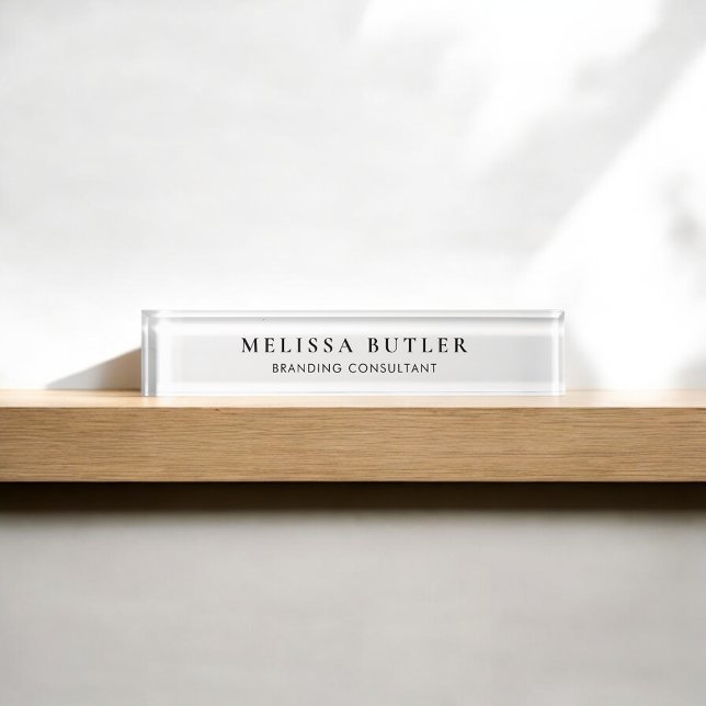 Minimalistisch Luxus White Desk Name Plate Namensplakette (Von Creator hochgeladen)