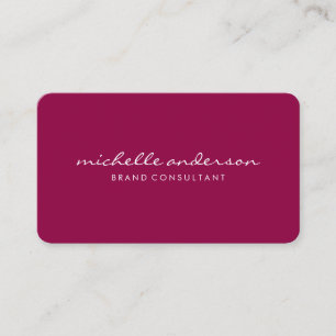 Minimalistisch Magenta Cursive Text Visitenkarte