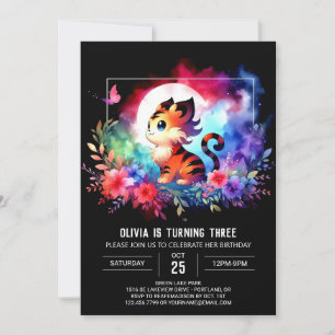 Minimalistisch Magic Tiger Birthday Einladung