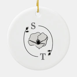 Minimalistisch Magnolia Blume Hochzeitsstift Foto  Keramik Ornament