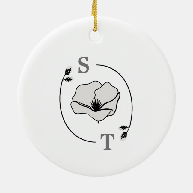 Minimalistisch Magnolia Blume Hochzeitsstift Foto  Keramik Ornament (Hinten)