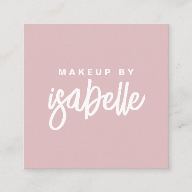 Minimalistisch Makeup Artist Script Dusty Pink Quadratische Visitenkarte (Vorderseite)