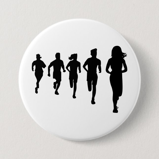 Minimalistisch Marathon Runner Silhouetten Button (Vorderseite)