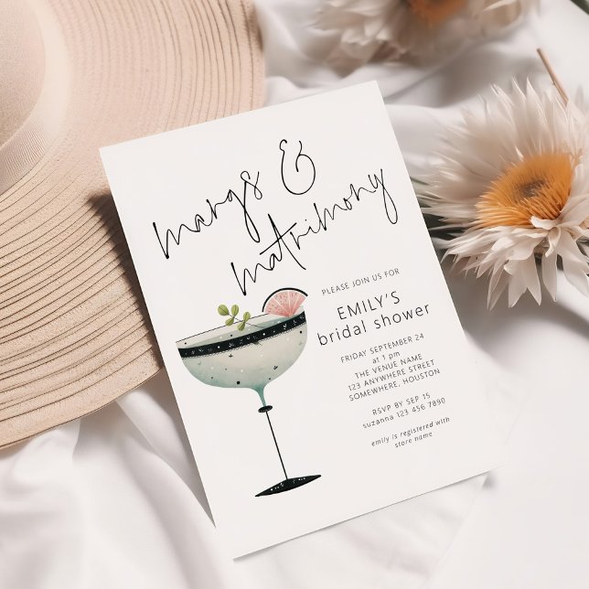 Minimalistisch Margs and Matrimony Brautparty Einladung (Von Creator hochgeladen)
