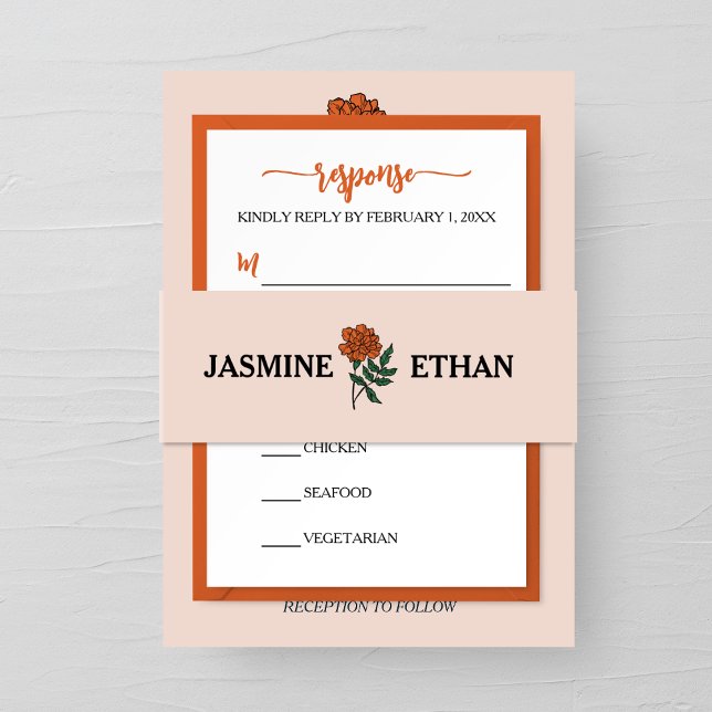 Minimalistisch Marigold Wedding Einladungsbanderole (Von Creator hochgeladen)