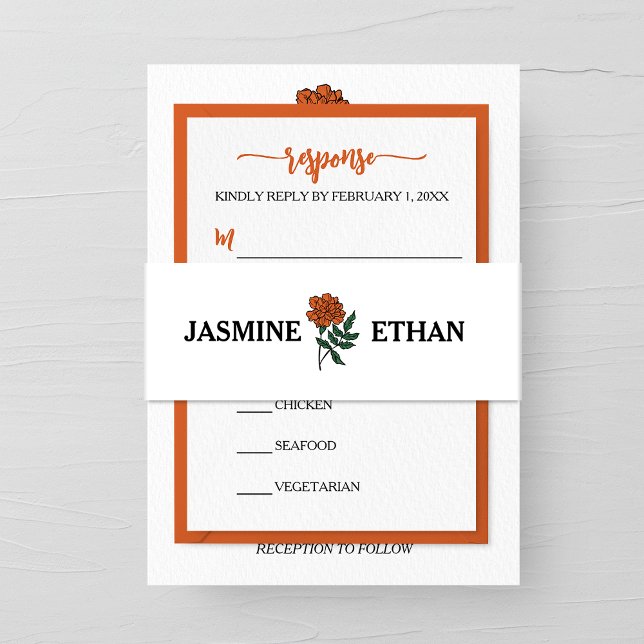 Minimalistisch Marigold Wedding Einladungsbanderole (Von Creator hochgeladen)