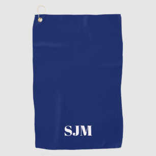 Minimalistisch marinebaublaue Monogramm-Initialen Golfhandtuch