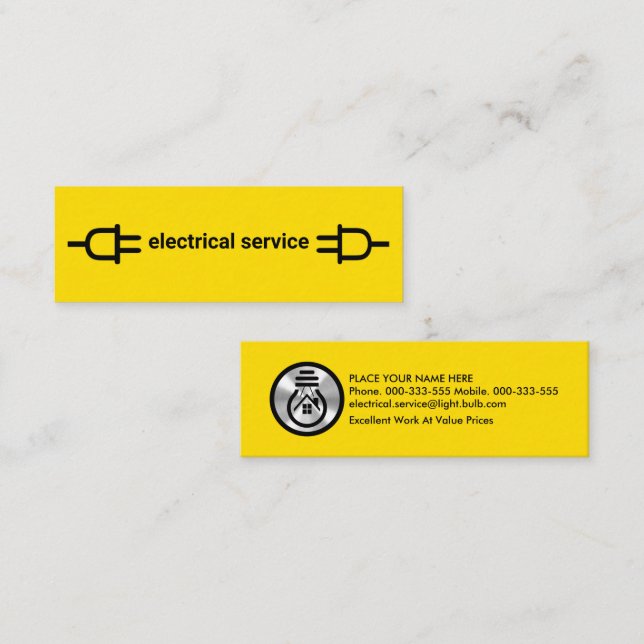 Minimalistisch markierendes gelbes Plug Mini Visitenkarte (Vorne/Hinten)