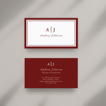 Minimalistisch Maroon Red Two Border Monogram