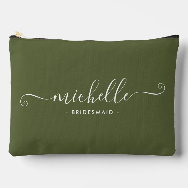 Minimalistisch Martini Olive Personalisiert Brides Zubehörtasche (Vorderseite)