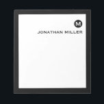 Minimalistisch Maskuline Initial und Name Notizblock<br><div class="desc">Dieses elegante,  einfache Notizblock verfügt über klassische Blocktypografie für Ihren Anfangs- und Namenstext oder Ihren gewünschten Text.</div>