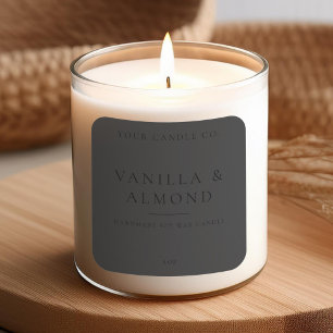 Minimalistisch Matte Black Candle Label Quadratischer Aufkleber
