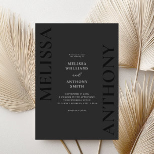 Minimalistisch Matte Black Modern Wedding Einladung