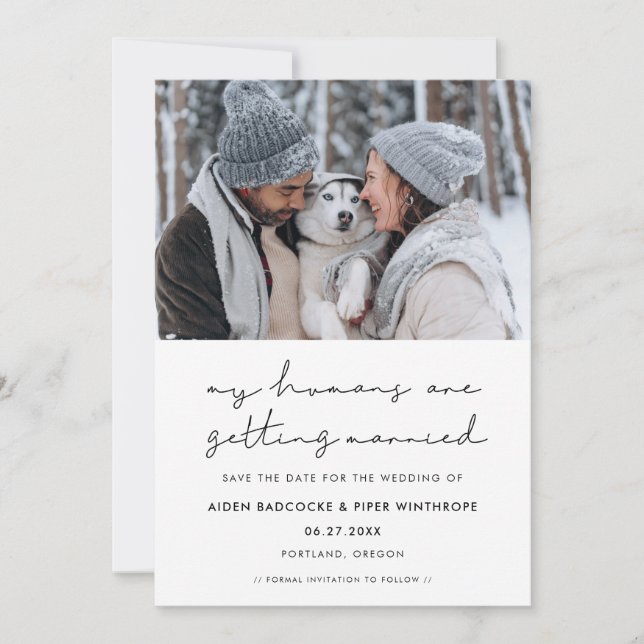 Minimalistisch Meine Menschen heiraten Foto Save The Date (Vorderseite)