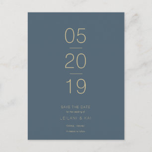 Minimalistisch Midnight Blue Save the Date Postkar Ankündigungspostkarte