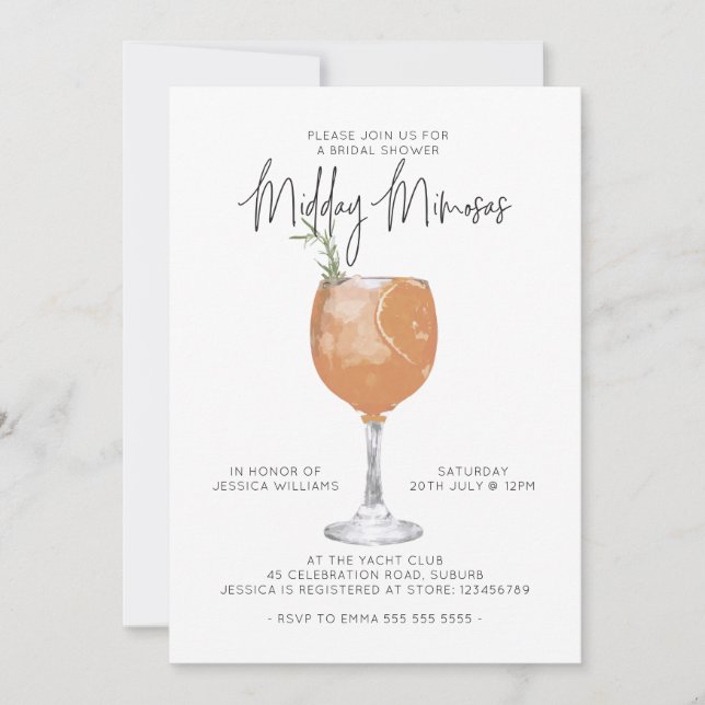 Minimalistisch Mimosas Cocktail Brautparty Einladu Einladung (Vorderseite)