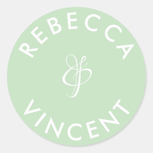 Minimalistisch Mint Green Wedding Personalisierte  Runder Aufkleber (Vorderseite)