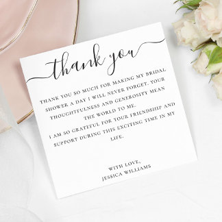 Minimalistisch mit elegantem Script-Brautparty Dankeskarte