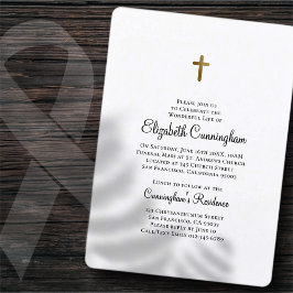 Minimalistisch mit Imitaten Gold-Cross-Gedenkfeier Einladung