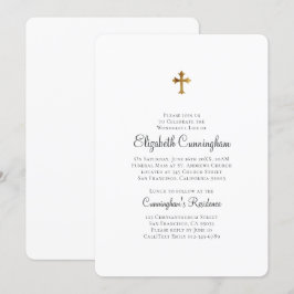 Minimalistisch mit Imitaten Goldkreuz-Gedenkfeier Einladung
