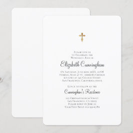Minimalistisch mit Imitaten Goldkreuz-Gedenkfeier Einladung