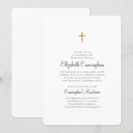 Minimalistisch mit Imitaten Goldkreuz-Gedenkfeier Einladung