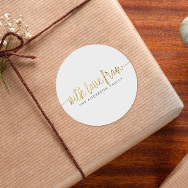 Minimalistisch mit Liebe aus Buchstaben und Famili Runder Aufkleber