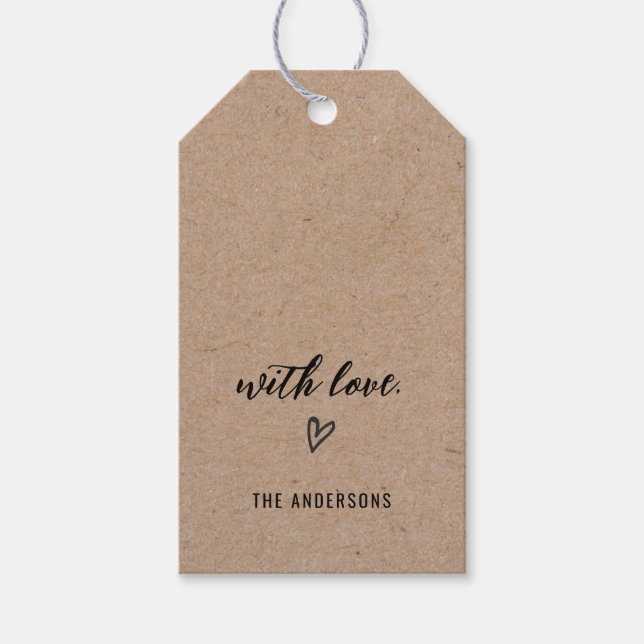 Minimalistisch mit Liebe Kraft Geschenkanhänger (Vorderseite)
