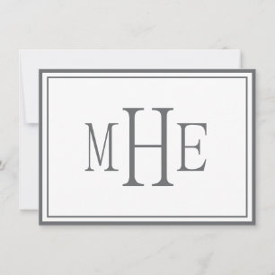 Minimalistisch Mit Monogramm Grau Mitteilungskarte