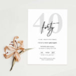 Minimalistisch Modern 40. Geburtstagsfeier Party E Einladung<br><div class="desc">Diese minimalistische Typografie aus dem 40. Jubiläum-Party Einladung eignet sich perfekt für eine moderne Geburtstagsparty. Das schlichte Design besticht durch klassisch minimalistische Schwarz-Weiß-Typografie mit modernem Ambiente. Anpassbar in jeder Farbe. Behalt das Design minimal und elegant, wie es ist, oder personalisiere es durch Hinzufügen von eigenen Grafiken und Kunstwerken. Für eine...</div>