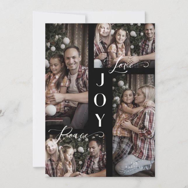 Minimalistisch Modern 4 Fotos Weihnachtskarte samm (Vorderseite)