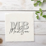 Minimalistisch-Modern-Anfangsmonogramm Steinuntersetzer<br><div class="desc">Erstellen Sie Ihre eigenen personalisierten Untersetzer mit modernen minimalistischen Initialen und Skriptkalligraphie-Monogramm-Namen.</div>