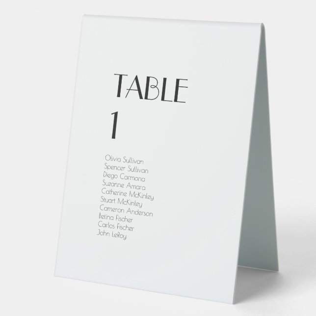 Minimalistisch Modern Art Deco Gäste Tischschild Tischaufsteller (Vorderseite)