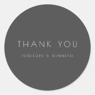 Minimalistisch Modern Black Simple Wedding Vielen  Runder Aufkleber