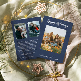 Minimalistisch Modern|Blue 3 Foto Happy Holidays N Feiertagskarte