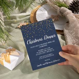 Minimalistisch Modern Blue Christmas Dinner Einladung