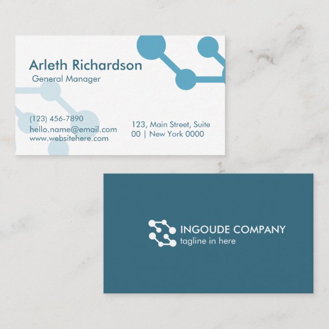 Minimalistisch-modern Blue Corporate Clean White A Visitenkarte (Vorne/Hinten)
