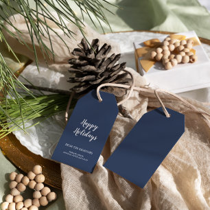 Minimalistisch-modern Blue Happy Holidays Geschenkanhänger