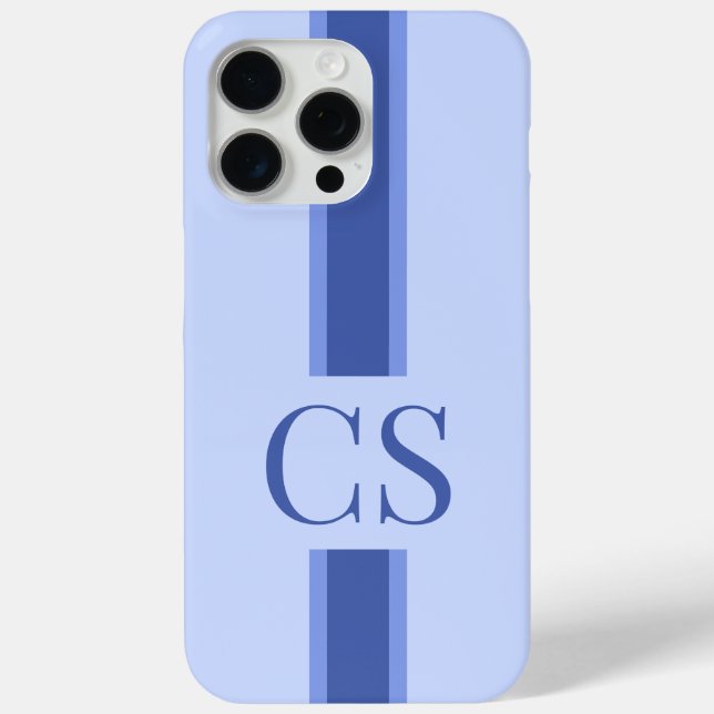 Minimalistisch Modern Blue Initial Monogram Case-Mate iPhone Hülle (Rückseite)