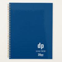 Minimalistisch Modern Blue Mit Monogramm Planner