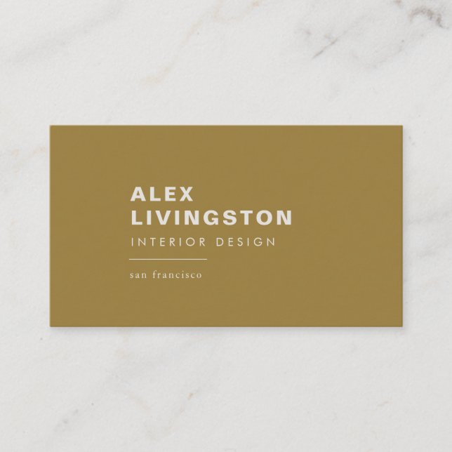 Minimalistisch Modern Chic Creative Golden Yellow Visitenkarte (Vorderseite)